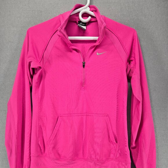 Nike Dri-Fit Long Sleeve Activewear, 1/4 zip, Hot Pink, Running, Pullover, Small - Picture 1 of 10